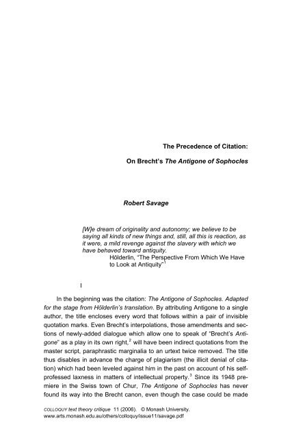 The Precedence Of Citation Arts Monash University The Precedence Of Citation Arts Monash University