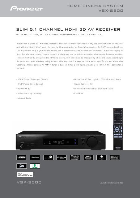 HOme Cinema SyStem VSX-S500 Slim 5.1 Channel - HembioConsult