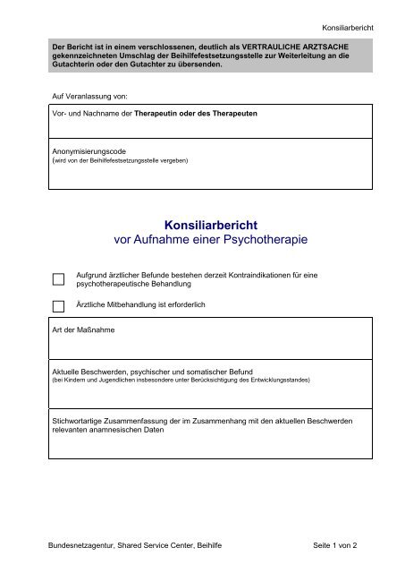 konsiliarbericht psychotherapie