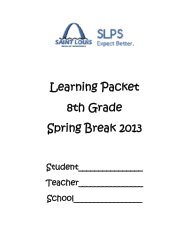 Learning Packet 8th Grade Spring Break 2013