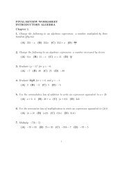FINAL REVIEW WORKSHEET INTRODUCTORY ALGEBRA Chapter ...