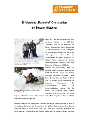 Erfolgreiche „Marienhof“-Dreharbeiten am Stubaier Gletscher