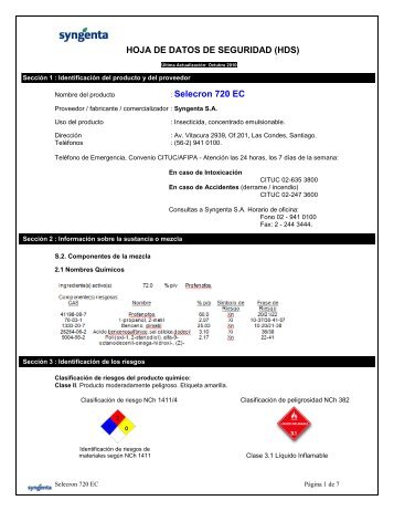 HOJA DE DATOS DE SEGURIDAD (HDS) : Selecron 720 EC - Afipa