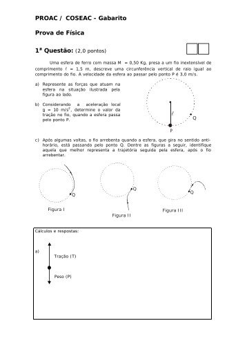 PROAC / COSEAC - Gabarito Prova de FÃ­sica - Uff