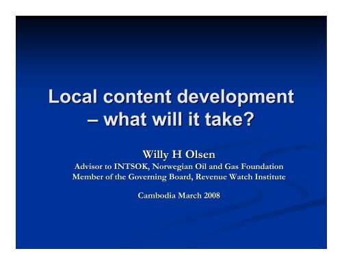 Local content development – what will it take? - United Nations in ...
