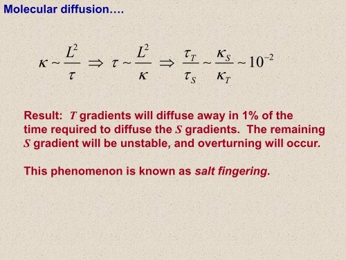 Mixing and stirring in the oceanâ¦. The diffusion equation Molecular ...