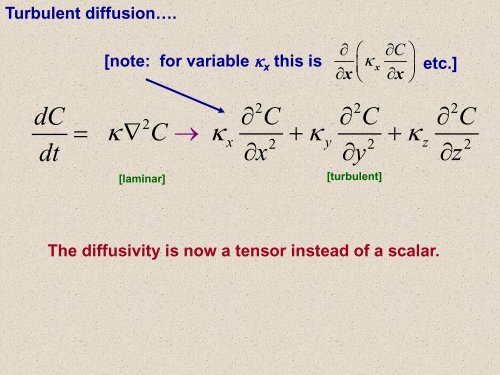 Mixing and stirring in the oceanâ¦. The diffusion equation Molecular ...