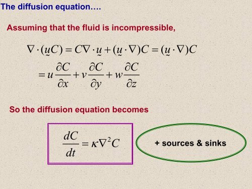 Mixing and stirring in the oceanâ¦. The diffusion equation Molecular ...