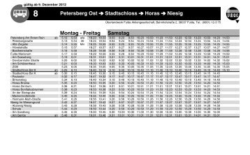 Petersberg Ost Stadtschloss Horas Niesig Montag - Freitag Samstag