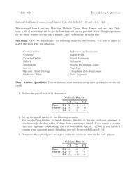 Math 1620 Exam 2 Sample Questions Material for Exam 2 comes ...