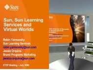 Sun, Sun Learning Services and Virtual Worlds - Performance Vision