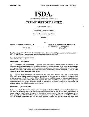 ISDA Credit Support Annex - Blount County Government