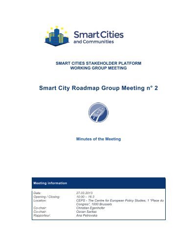 Smart City Roadmap Group Meeting n° 2 - Smart Cities Stakeholder ...