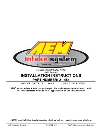 COLD AIR INTAKE SYSTEM - AEM Induction Systems