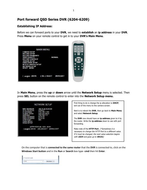 Port forward QSD Series DVR (6204-6209) - Q-See