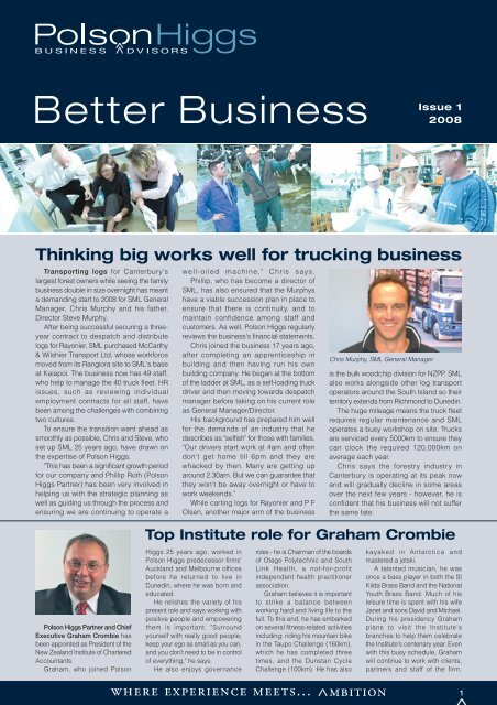 Thinking big works well for trucking business - Polson Higgs