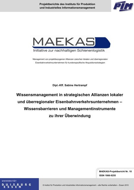 Wissensmanagement in strategischen Allianzen lokaler und ...