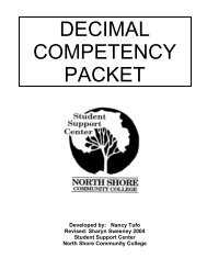 DECIMAL COMPETENCY PACKET - North Shore Community College