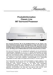 Produktinformation Classic Line 087 Surround Prozessor