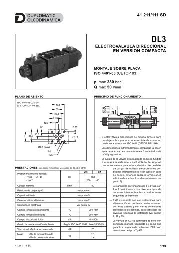 41 211/111 sd electrovalvula direccional en version ... - Duplomatic