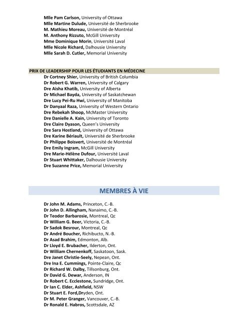 2009 PRIX ET BOURSES - The College of Family Physicians Canada