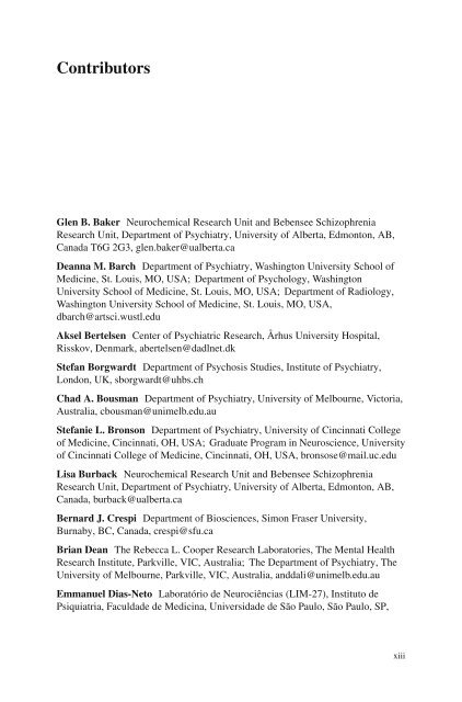 Diagnosis and Classification of the Schizophrenia Spectrum Disorders