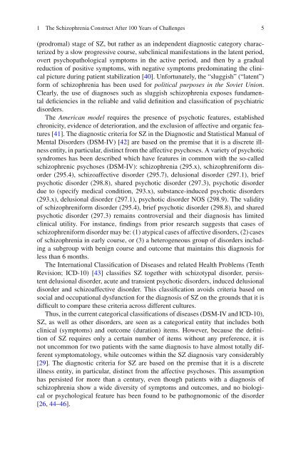 Diagnosis and Classification of the Schizophrenia Spectrum Disorders