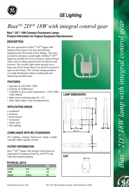 Biax 2d 18w Lamp With Integral Control Gear