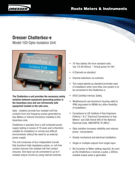 Dresser Chatterbox E Uk Metering