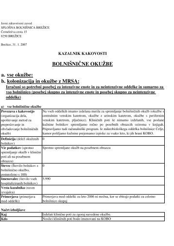 Bolnišnične okužbe - Splošna bolnišnica Brežice