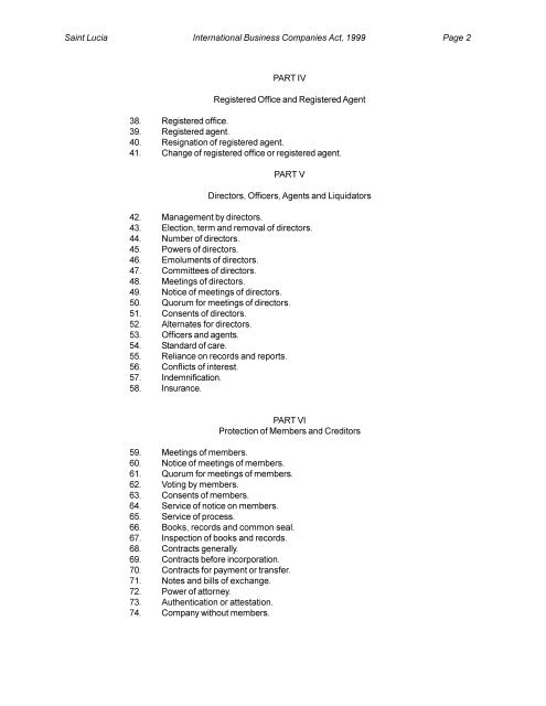 St. Lucia International Business Companies Act - Lexadin