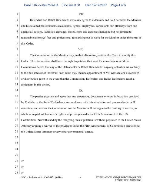 Stipulation and Proposed Order Appointing Monitor - The ...