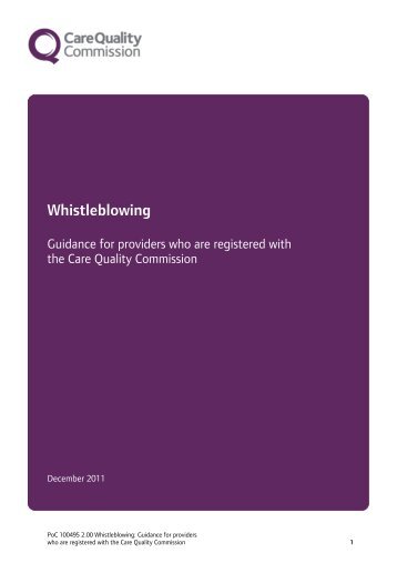 Whistleblowing: Guidance for providers who are registered with CQC
