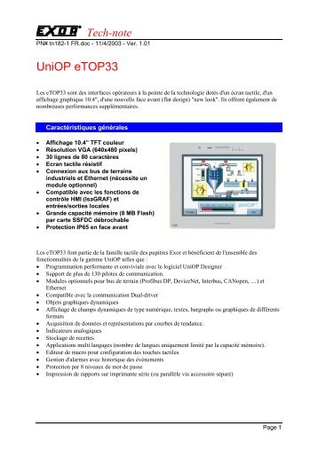 UniOP eTOP33 - Esco Drives & Automation