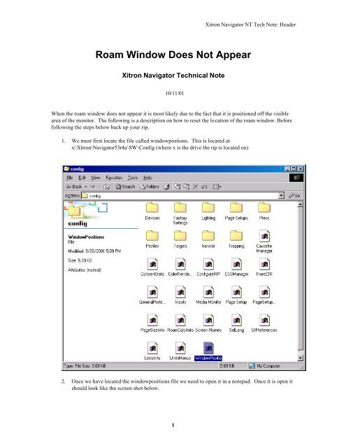 Roam Window Missing Pdf Xitron