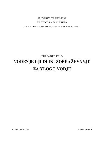 vodenje ljudi in izobraÅ¾evanje za vlogo vodje - Oddelek za ...