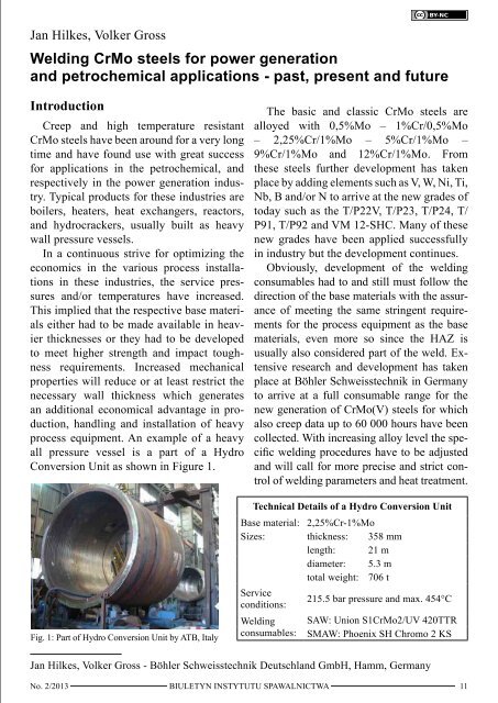 Welding of CrMo steels for power generation and petrochemical ...