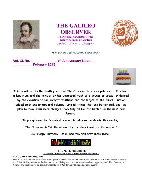 the galileo observer - Galileo Academy of Science & Technology