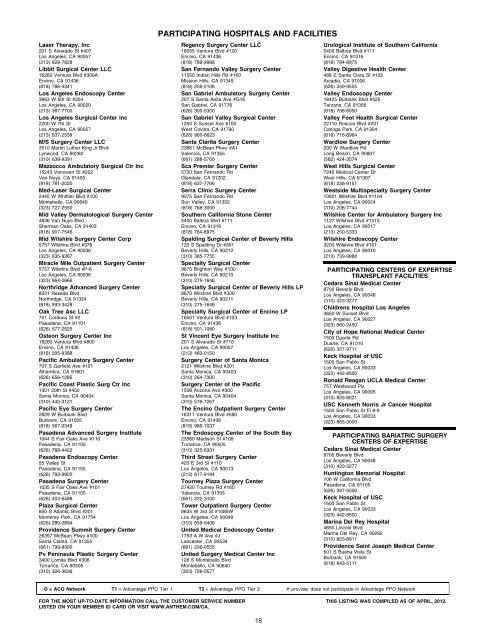 Anthem Blue Cross PPO Directory - Regions 1-4 - My Benefit Choices