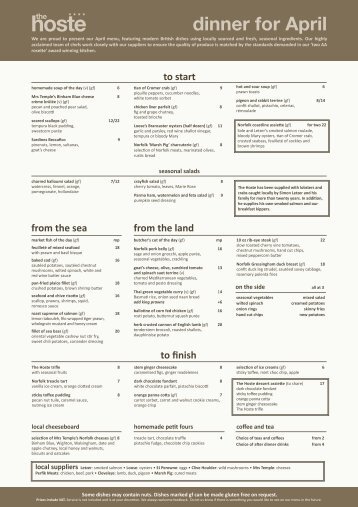 menu - The Hoste