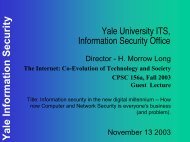 Yale University ITS Information Security Office - Zoo - Yale University