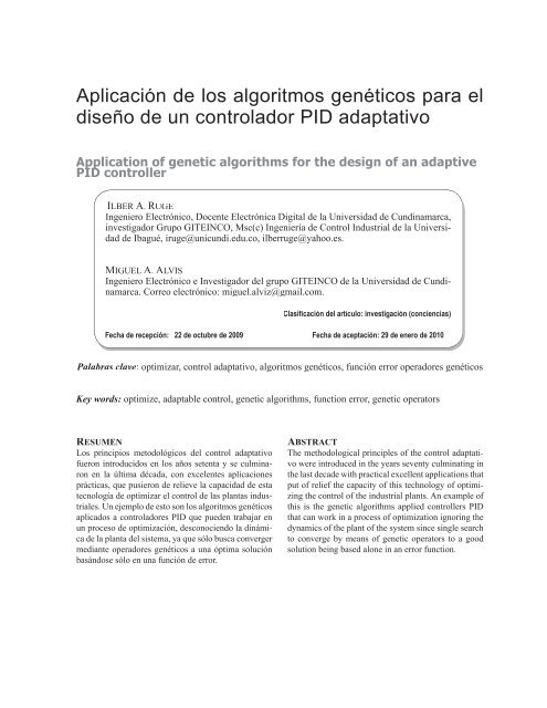 Aplicación de los algoritmos genéticos para el ... - Revista Tecnura