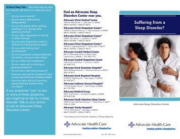 Suffering from a Sleep Disorder? - Advocate Health Care