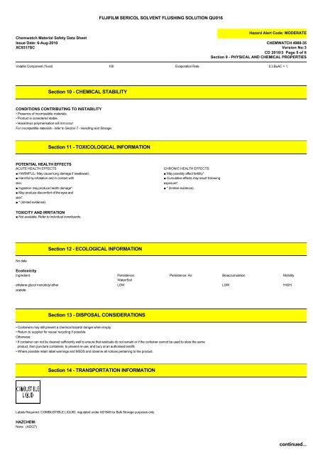 Fujifilm Sericol Flushing and Cleaning Solution QU016