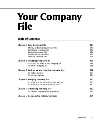MYOB Manual - Your Company File