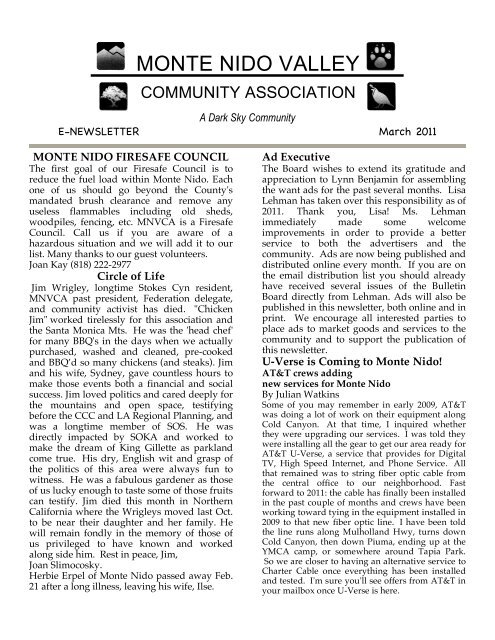 March 2011 first draft - Monte Nido Valley Community Association