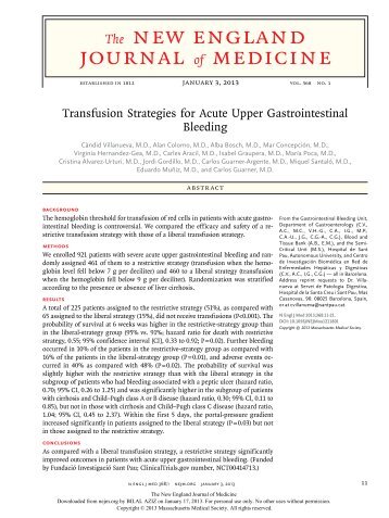 Transfusion Strategies for Acute Upper Gastrointestinal Bleeding