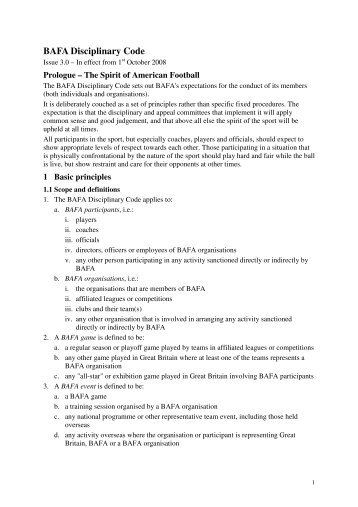 BAFA Disciplinary Code - Sport and Recreation Alliance