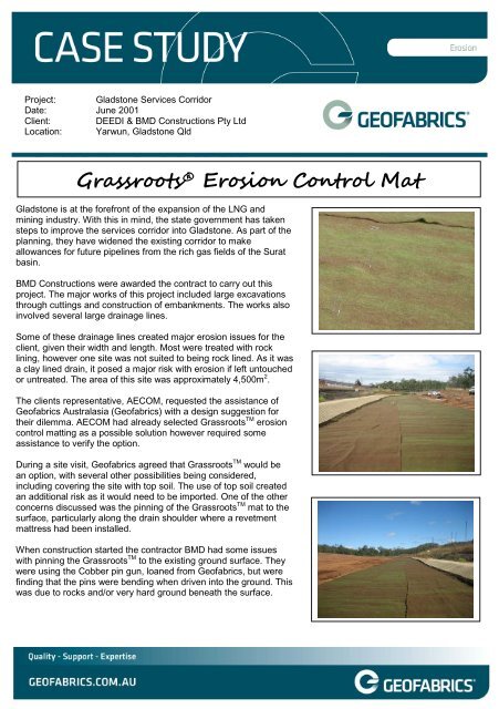 Grassroots - Gladstone Sevices Corridor (PDF, 352kb) - Geofabrics ...