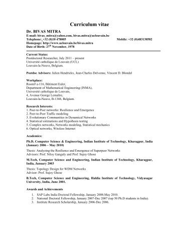 Curriculum Vitae - Bivas Mitra's Homepage